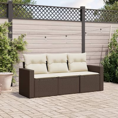 vidaXL Garden Sofa Set Brown, Cream White - 24.4 x 25.8 x 27.2