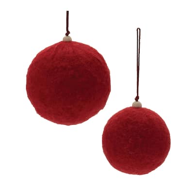 Felt Ball Christmas Ornaments - 4.75" - Red - 4ct