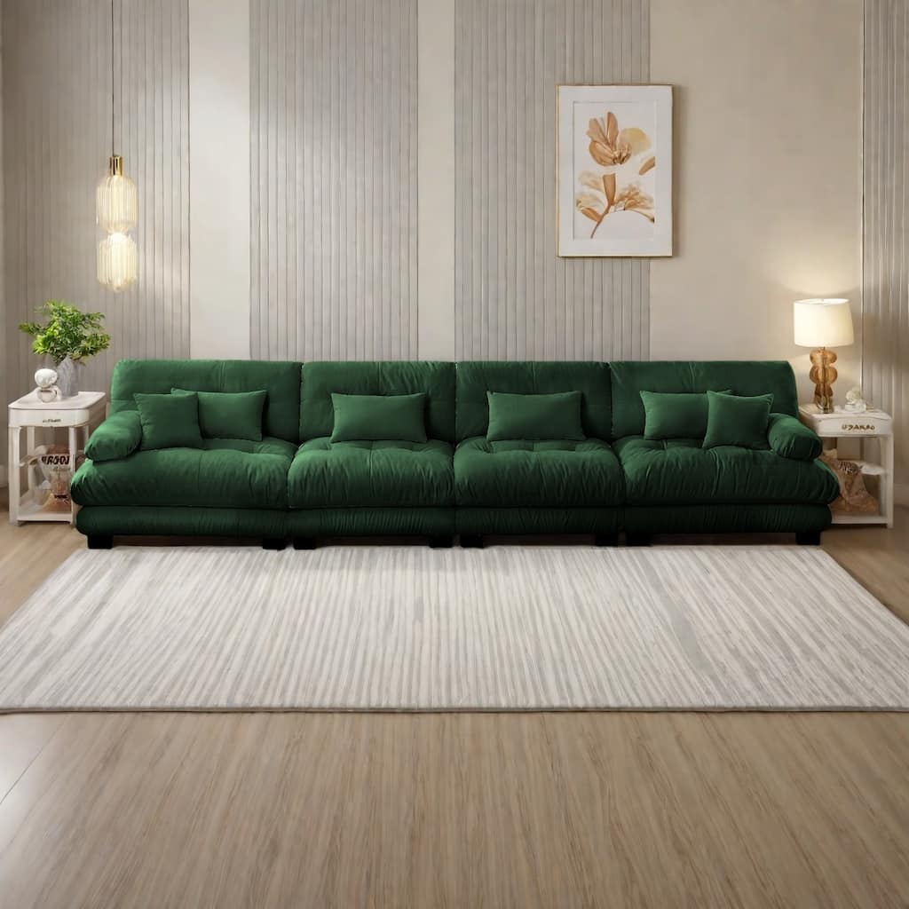 173.2" Chenille with Bolster Armrests, High-Resilience Sponge Cushions