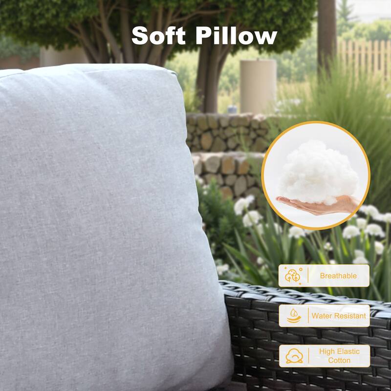 OVIOS 5 Piece Outdoor Wicker Loveseat Rocking Chair Set