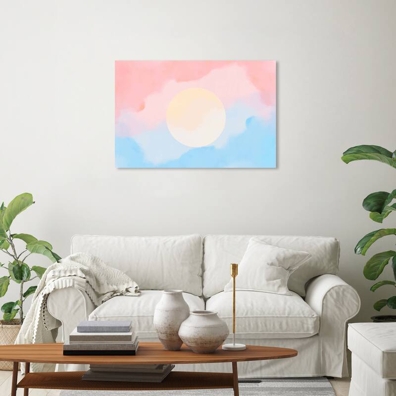 Wynwood Studio Canvas Abstract Pastel sun Blue and Light Blue Mid-Century Modern Wall Art Canvas Print - 20 x 30