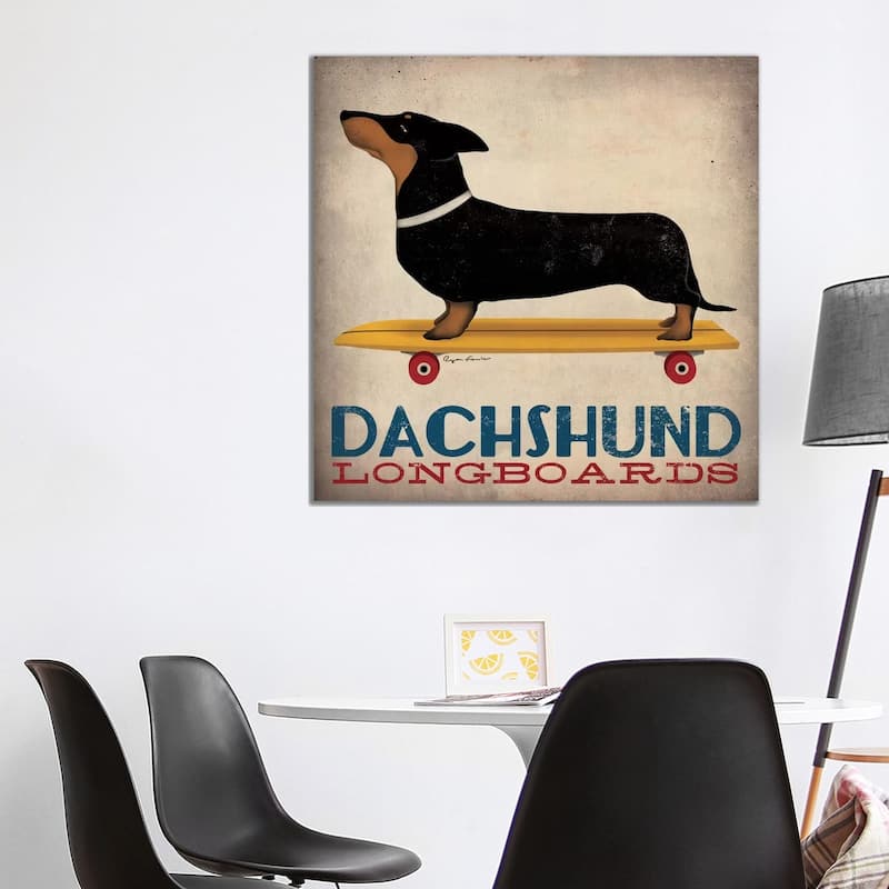 iCanvas "Dachshund Longboards " by Ryan Fowler Canvas Print - 37x37x1.5