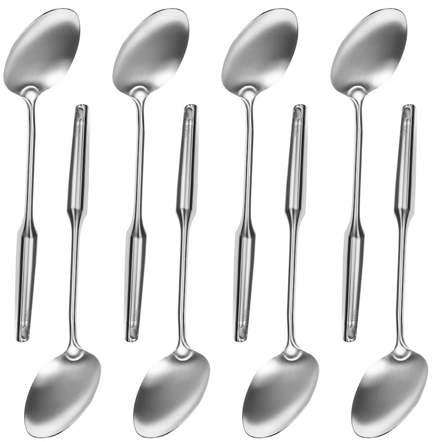 5Pcs Stainless Steel Reusable Spoons Spatula Set with Ergonomic Handle Heavy -Duty Washable Spoons Utensils with Hanging Hole - AliExpress