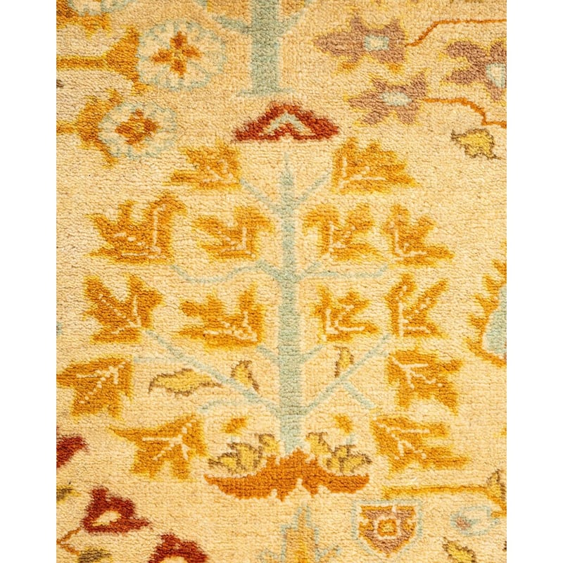 Overton Hand Knotted Wool Vintage Inspired Traditional Ottoman Ivory Runner Rug - 2' 7" x 13' 10"
