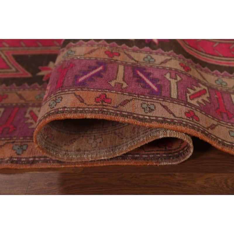 Over Dyed Meshkin Persian Vintage Runner Rug Handmade Wool Carpet - 4'5"x 10'11"