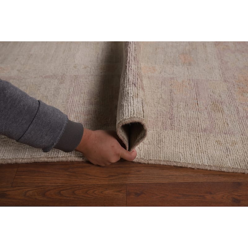 Vegetable Dye Oushak Oriental Area Rug Handmade Green Wool Carpet - 8'5"x 10'1"
