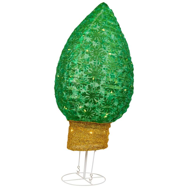 LED Lighted Retro Bulb Outdoor Christmas Decoration - 32" - Warm White - Green