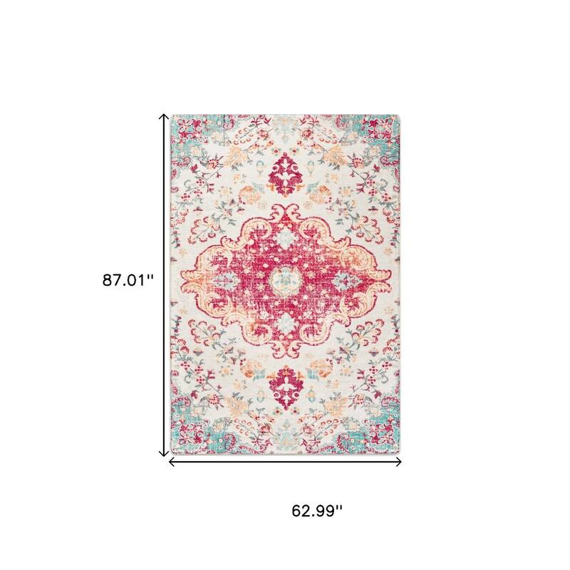 HomeRoots Medallion Traditional Rectangle Area Rug