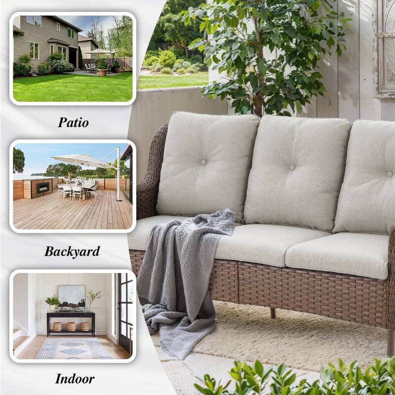 Pocassy Wicker Patio Conversation Set for Backyard