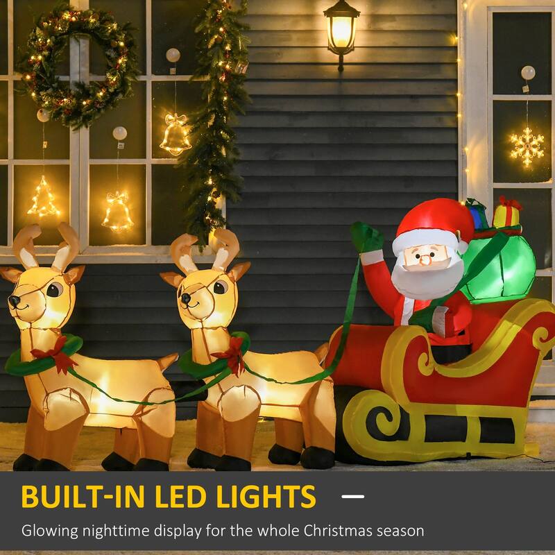 Multi-Color Polyester Inflatable Santa Claus Sleigh with LED Lights