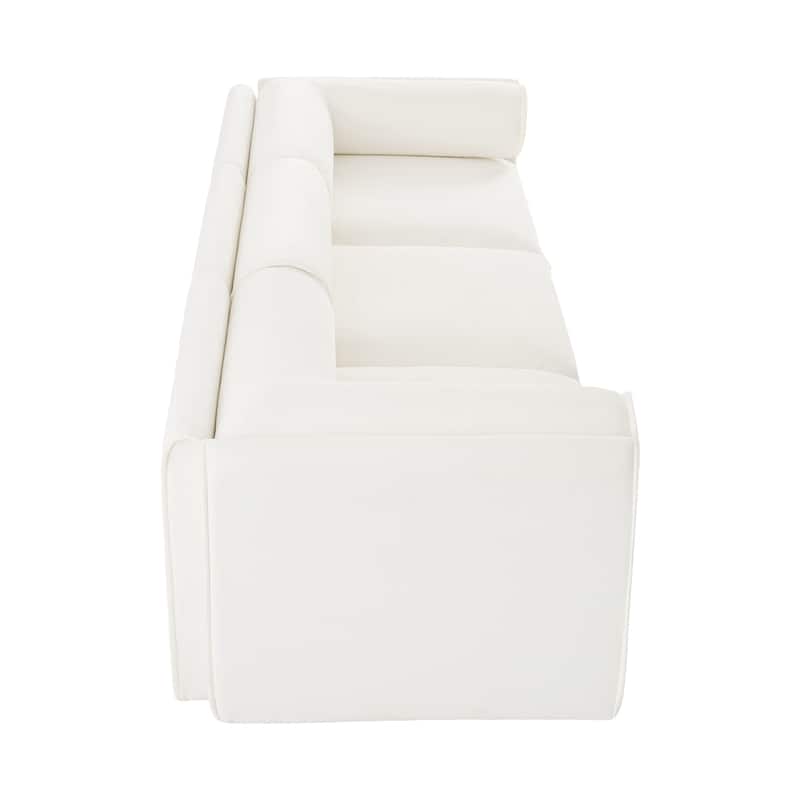 Chenille 3-Seater Sofa with Hidden Storage, Cylindrical Backrests & Armrests, Modern Modular Fabric Upholstered Couch