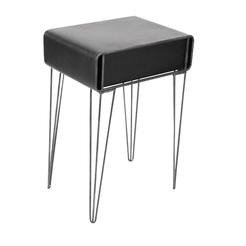 Metal Single Drawer Side End Accent Table - Black - Roche River Decor