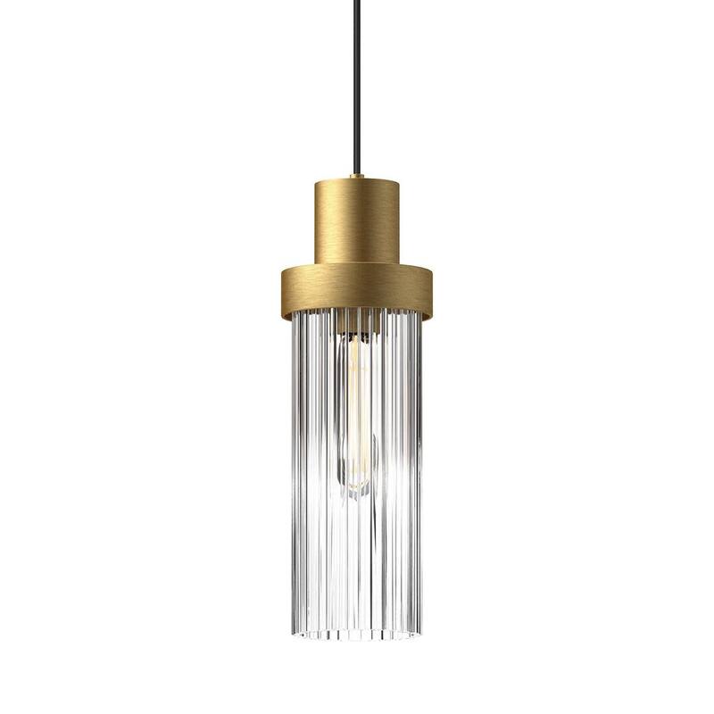 Alora Lighting PD435605CR Kent 5" Wide Mini Pendant with Clear Ribbed - Brushed Gold