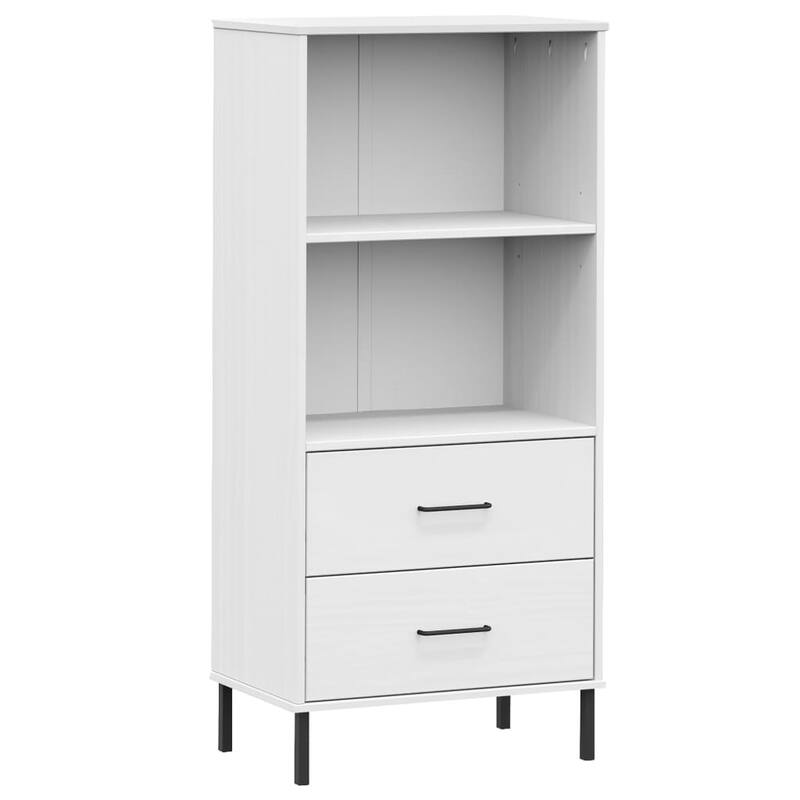 vidaXL Bookshelf Book Cabinet with 2 Drawers Storage Cabinet OSLO Solid Wood - 23.6" x 13.8" x 50.6"