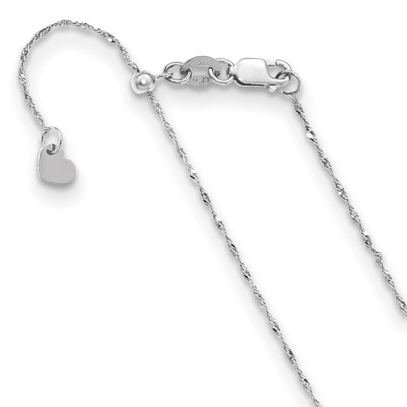 Curata 10k Yellow or White Gold 0.9mm Adjustable Singapore Chain Necklace