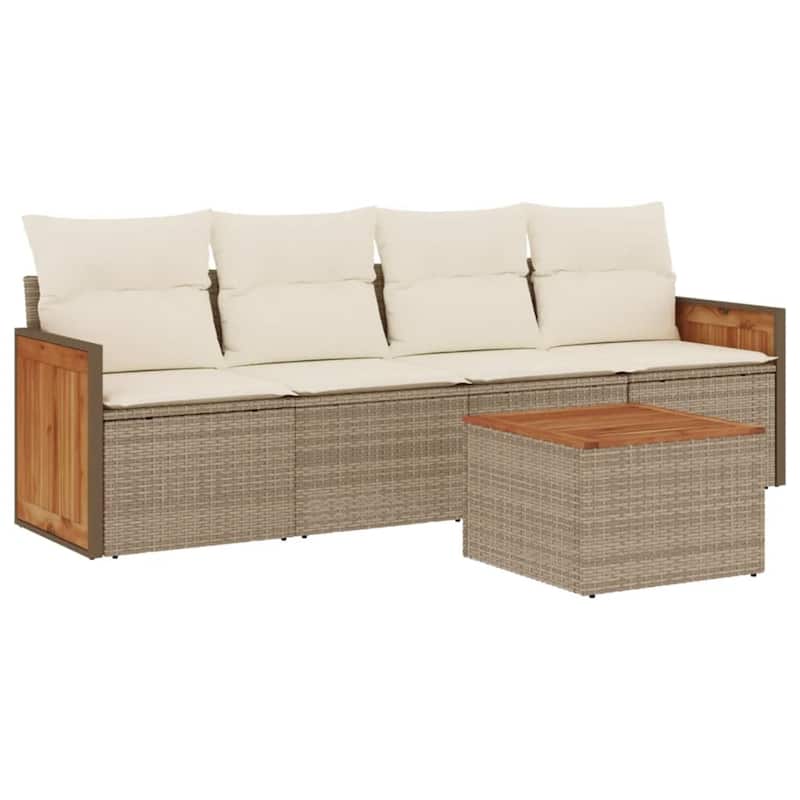 vidaXL Patio Sofa Set with Cushions Outdoor Conversation Furniture Poly Rattan