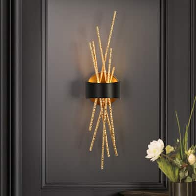 Modern 1-Light LED Gold Wall Sconces Contemporary Art Deco Vanity Lights - Gold Metal Forging - W5.1"*H21.7"