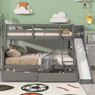 Twin over Full Bunk Bed with Slide - Bed Bath & Beyond - 37191225