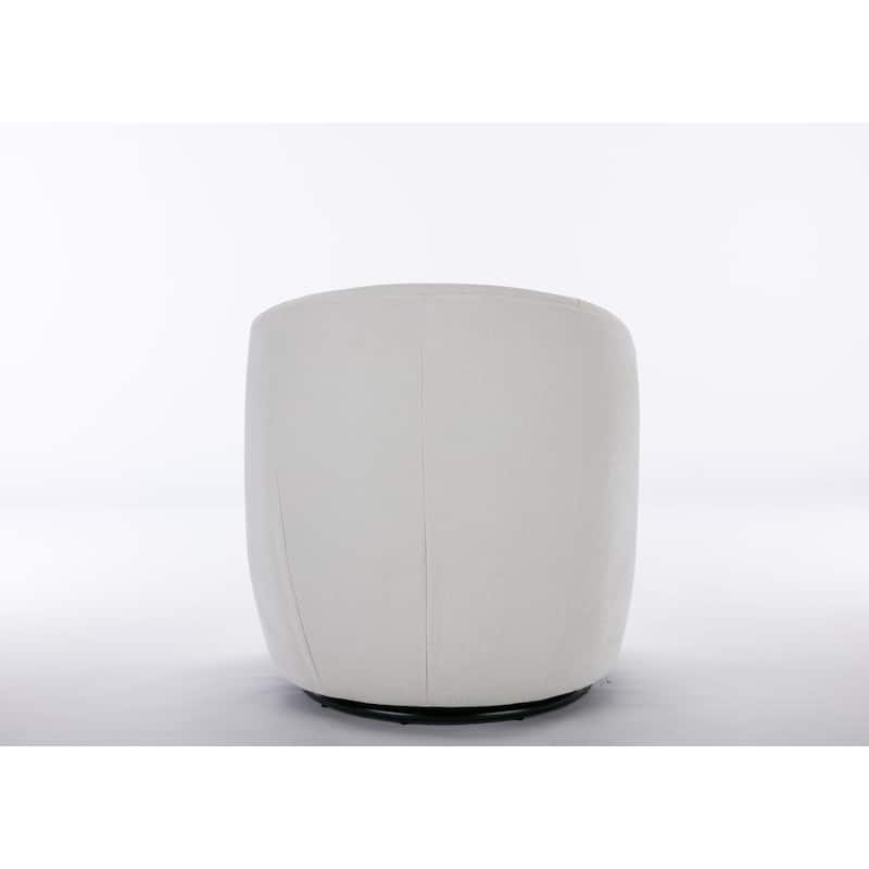 Ivory Chenille 25.6" Swivel Barrel Chair with Black Coating
