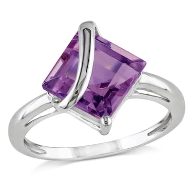 Miadora 2 1/4ct TGW Amethyst Solitaire Ring in Sterling Silver