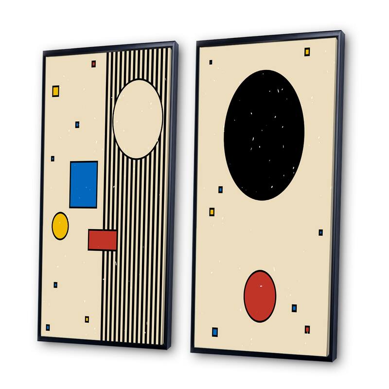 Designart "Minimal Colorful Circular Geometrics II" Geometric Framed