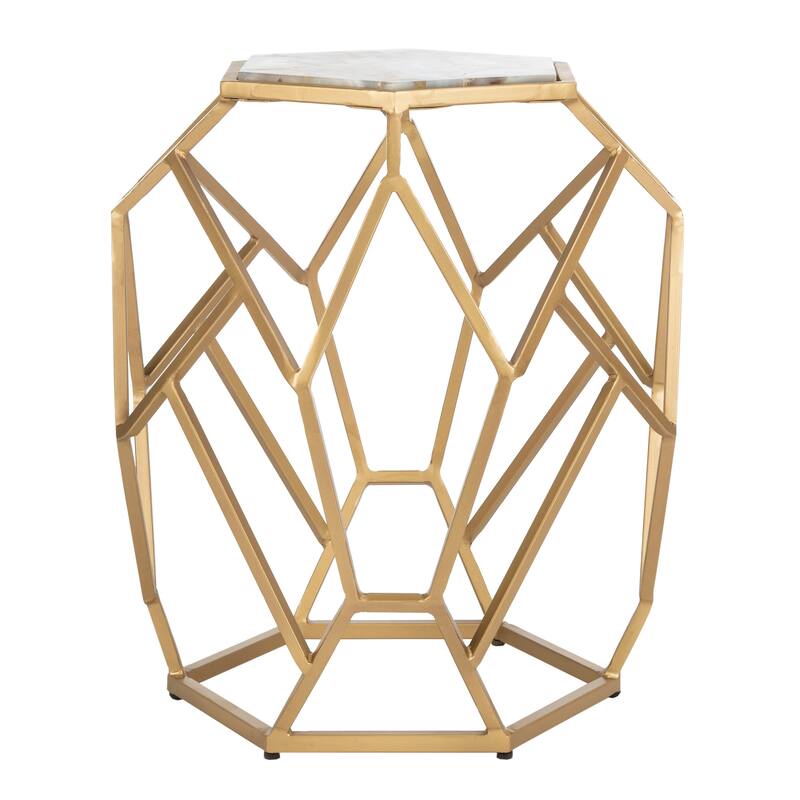 SAFAVIEH Raziyeh Geometric Accent Table / Gold - 19.5" x 19.5" x 22.5" - 20Wx20Dx23H