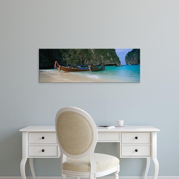 Easy Art Prints Panoramic Image 'Longtail boats, Ton Sai Beach, Ko Phi Phi Don, Phi Phi Islands, Thailand' Canvas Art