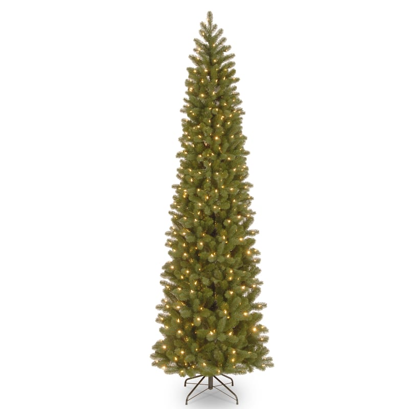National Tree Company 9 ft. Downswept Douglas Fir Pencil Slim Tree w/Dual Color LED Lights - 9'