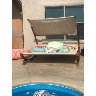 Marrakech Outdoor Wood Sunbed with Canopy by Christopher Knight Home