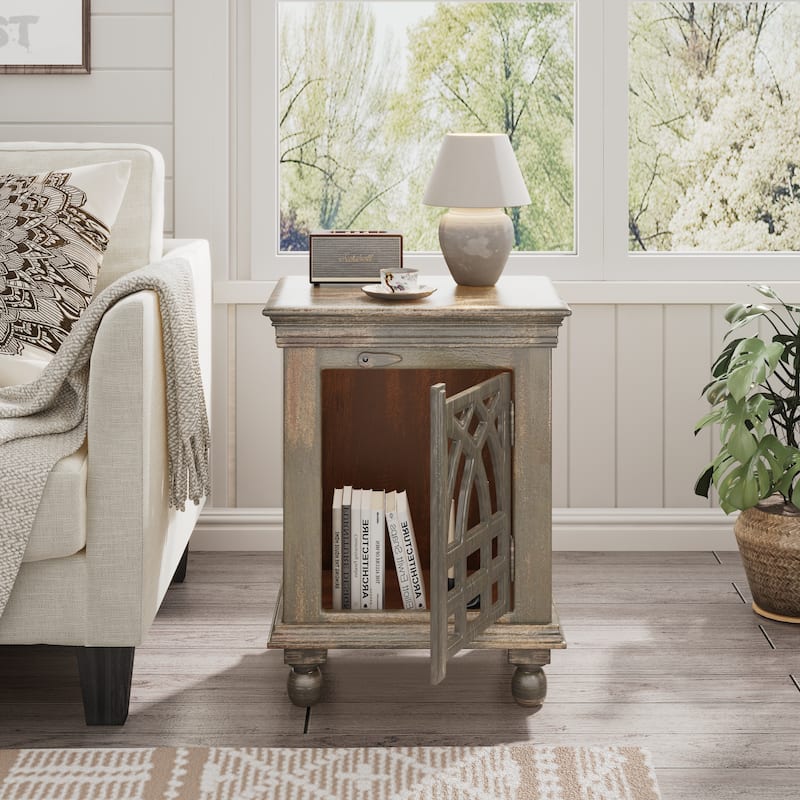 Christopher Knight Home - Emerson Hand-Carved Antique Grey Nightstand