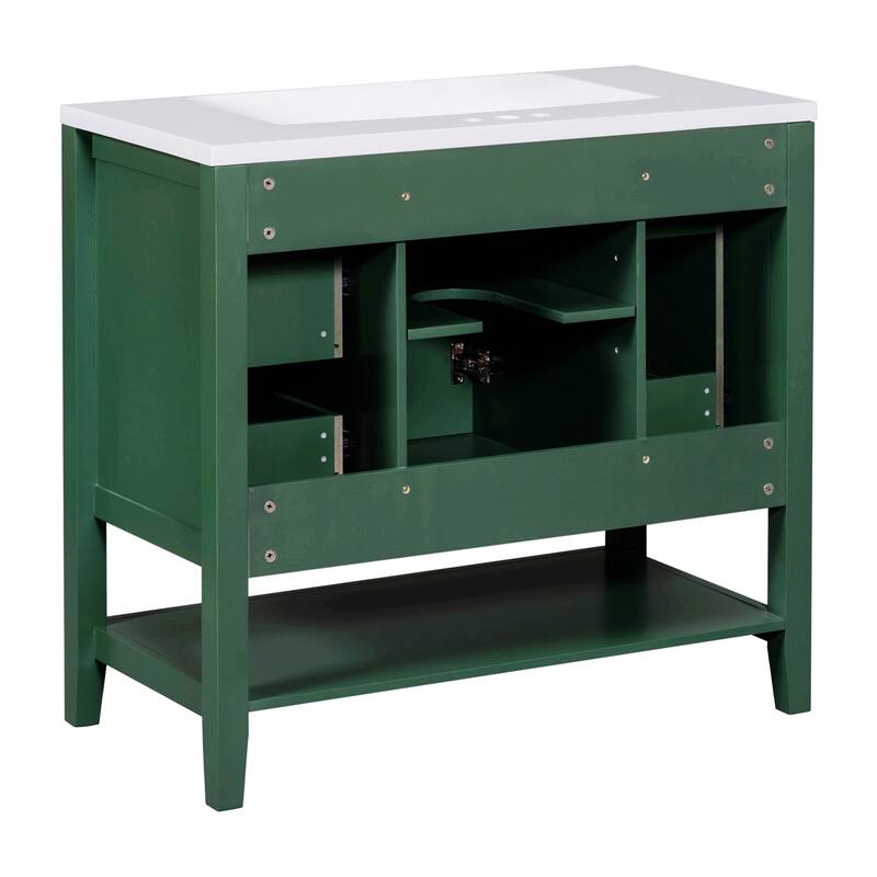 Bathroom Vanity with Sink,Cabinet,and Drawers,Open Shelf