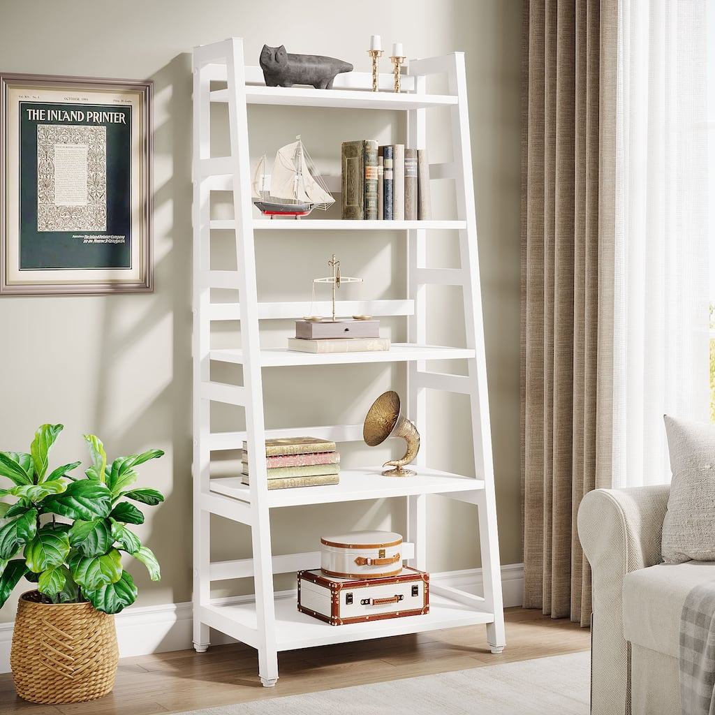 White Bookshelf Bookcase with Open Storage Shelf