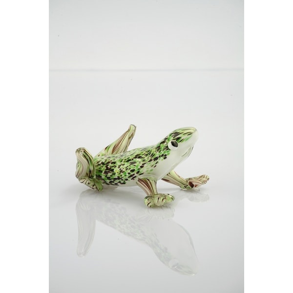 6.5" Green and White Decorative Glass Frog Figurine - N/A