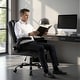 preview thumbnail 8 of 6, BOSSIN Adjustable Flip-Up Arms Ergonomic Office Chair,PU Leather High-Back Computer Chair with Lumbar Support,Black