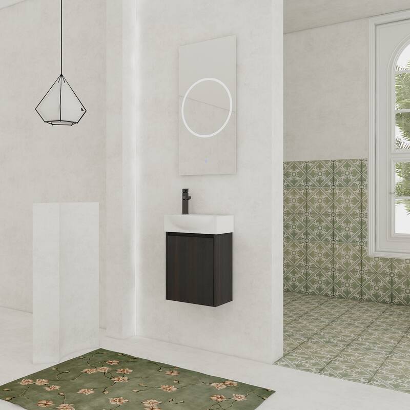 GDFStudio - Levistar Modern Wall-Mounted Bathroom Vanity with Scratch-Resistant Sink & Soft Close Door for Small Space