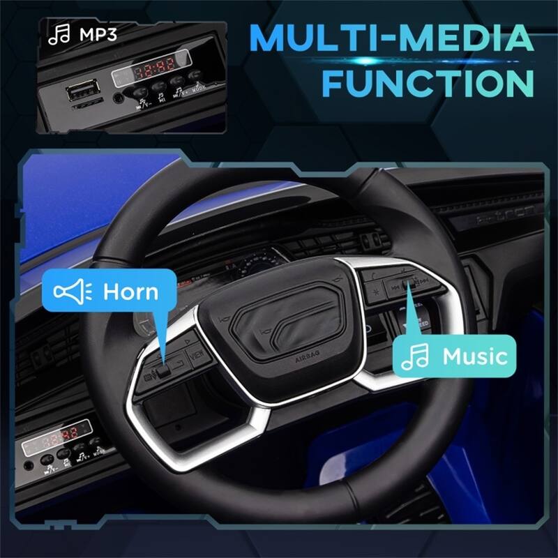 12V Electric Ride-On Car for Toddlers with USB Music LED Lights and Dual Motors Safety Wheels - 42.5" L x 23.5" W x 18.5" H