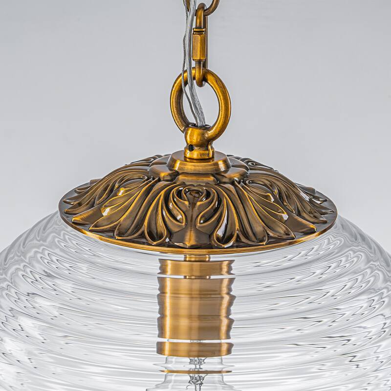 Industrial 1 - Light 11.8" W Retro French Globe Glass Pendant For Kitchen Island