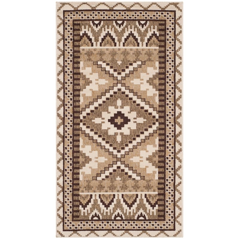 SAFAVIEH Veranda Vitaline Indoor/ Outdoor Waterproof Patio Backyard Rug - 2' x 3'7" - Creme/Brown