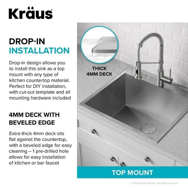 Kraus Standart PRO 25" Drop-In Single Basin Stainless Steel Kitchen