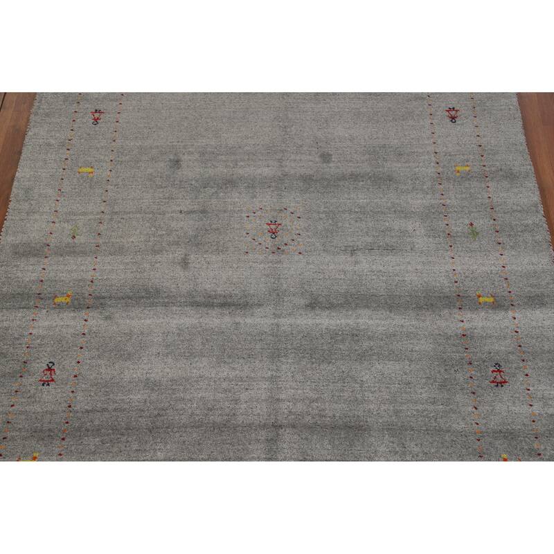 Hand Knotted Oriental 100% Wool Carpet Tribal Tribal Greys & Charcoal Gabbeh Area Rug - 7' 10'' X 5' 1''