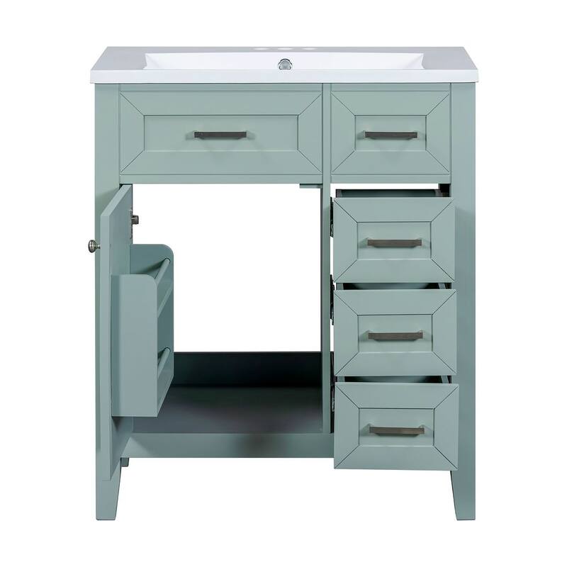 30" Solid Bathroom Vanity with Sink Set, Bathroom Cabinet with Drawers