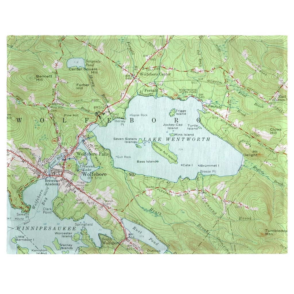 Lake Wentworth, NH Nautical Map Place Mat Set of 4