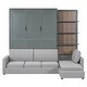 preview thumbnail 6 of 8, Queen Size Murphy Bed Wall Bed with L Shaped Sofa, Wooden Wall Murphy Bed Frame with Storage Shelves, No Box Spring Needed