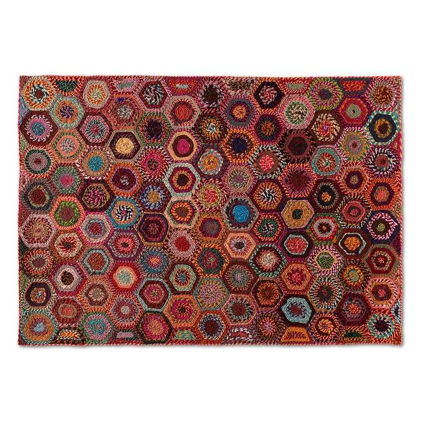 Adailo Modern and Contemporary MultiColored Handwoven Fabric Area Rug