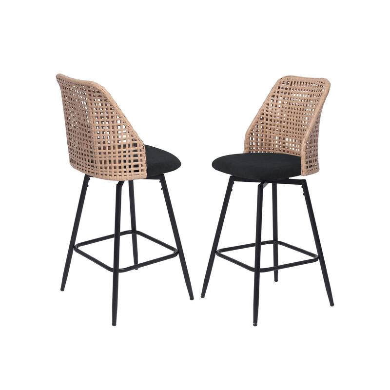 28"/29" Set of 2 Rattan Counter Height Swivel Bar Stools Chenille Cushion