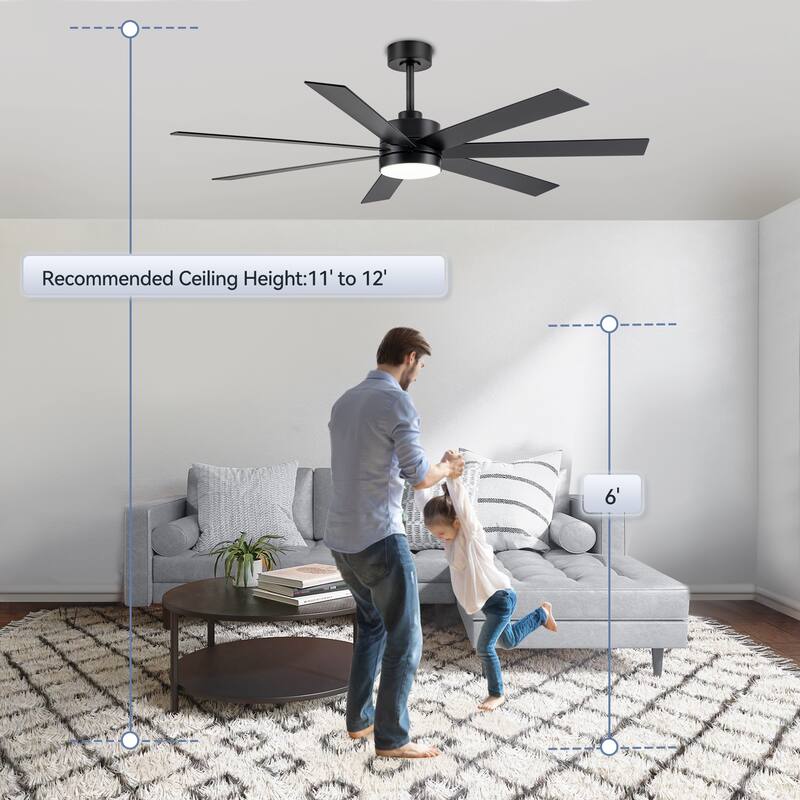 36/42/52/56/62/72/84-Inch Reversible Blade Integrated LED Ceiling Fan with Light Remote
