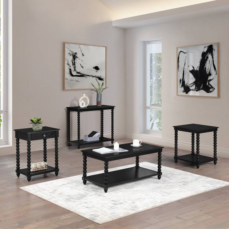 Elise End Table in Black Finish