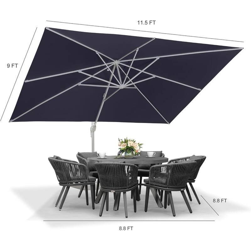 PURPLE LEAF 10 x 13 ft White Cantilever Patio Umbrella with 360 Degree Rotation With Base