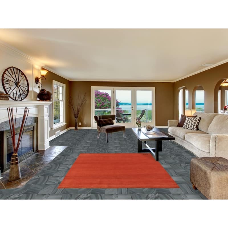 Gabbeh Modern Oriental Rug Hand-Knotted Wool Carpet - 5'3" x 6'5"