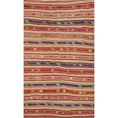 Hand Woven Oriental 100% Wool Carpet Southwestern Tribal Multi-Colored Kilim Area Rug - 7' 11'' X 5' 7''